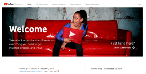 YouTube esitteli uuden sisällöntuottajien ohjelmaa varten suunnitellun verkkosivuston.