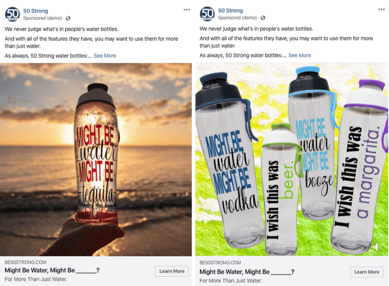 kaksi Facebook-mainosta eri kuvilla testattavaksi Facebook-kokeilla