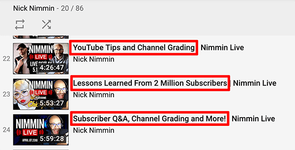 Tämä on kuvakaappaus Nick Nimmin -kanavan YouTuben live-videoista.