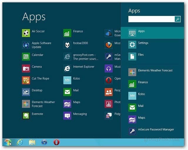 Windows 8: Hanki Käynnistä-valikko takaisin työpöydälle