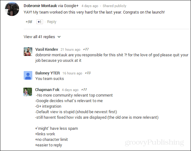 Vetoomus YouTube-kommenttien palauttamiseksi pois Google+ -integraatiosta saavuttaa 90 000 allekirjoitusta ja kasvaa