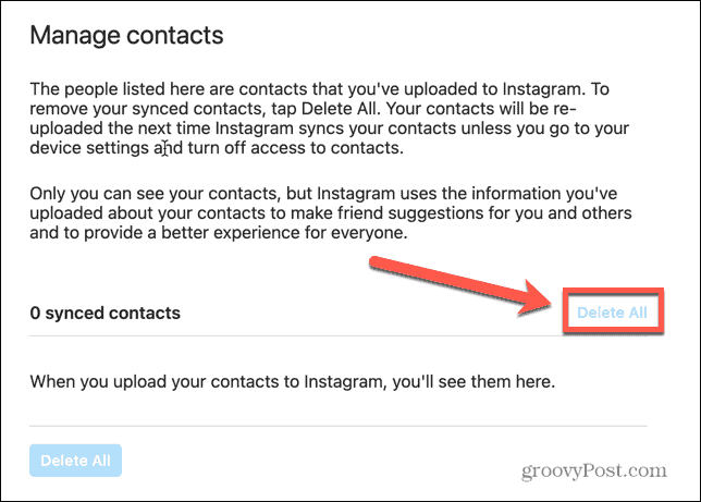 instagram poistaa kaikki yhteystiedot