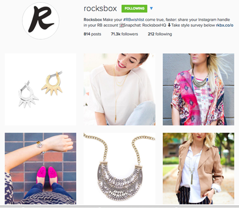 Rocksbox Instagram-profiili