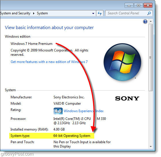 etsi 64- tai 32-bittinen Windows 7 -versio