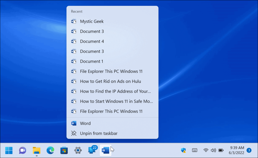 Hyppyluettelot Windows 11:ssä