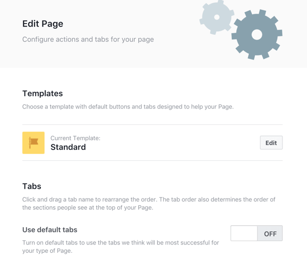 Napsauta Muokkaa-painiketta vaihtaaksesi Facebook-sivusi mallin.