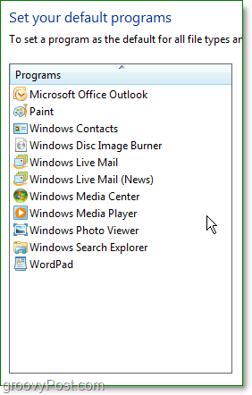 Internet Explorer ei näy Windows 7: n oletusohjelmissa