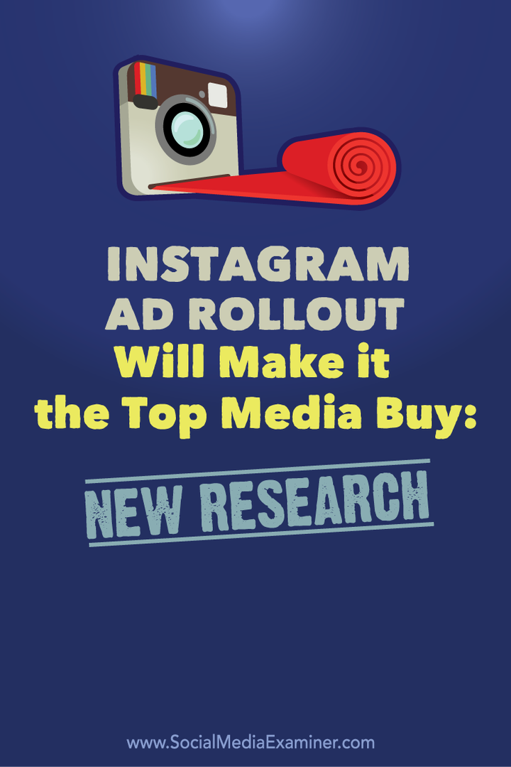 Instagram-mainosten käyttöönotto tekee siitä suosituimman median ostajan: Uusi tutkimus: Sosiaalisen median tutkija