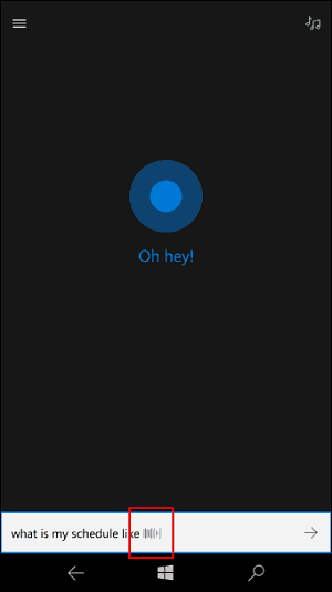 Cortana kuunteluanimaatio