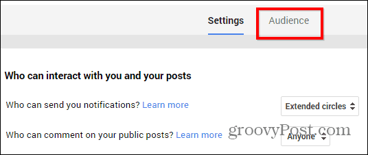 Google+ lähettää rajoitusasetusyleisön