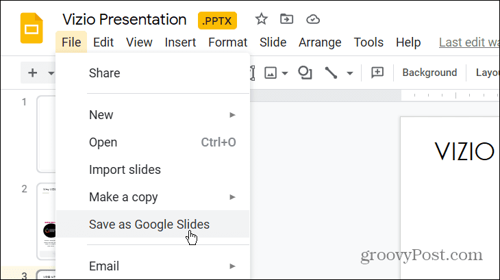 Tallenna Google Slides -muodossa