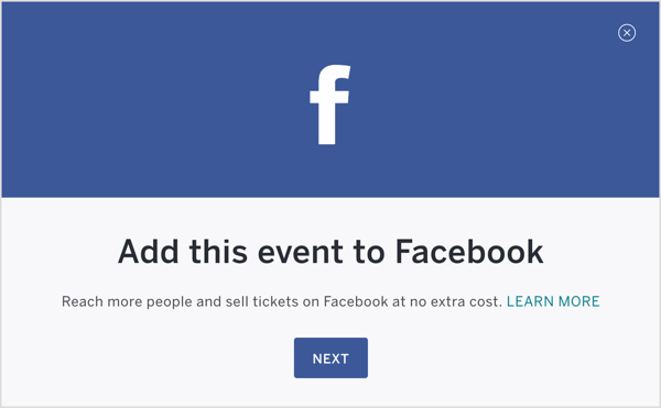 Kun Eventbrite-tapahtuma on määritetty, julkaise se ja lisää se Facebookiin.