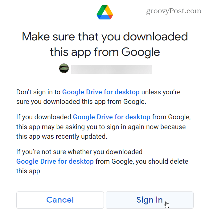 kirjaudu sisään lisää Google Drive tiedostonhallintaan