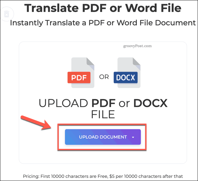 DeftPDF Upload Document -painike
