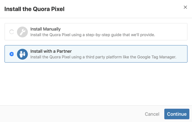 vaihe 2 kuinka Quora pixel asennetaan Google Tag Managerilla
