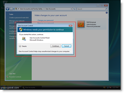 Windows Vista UAC -käyttökehotus