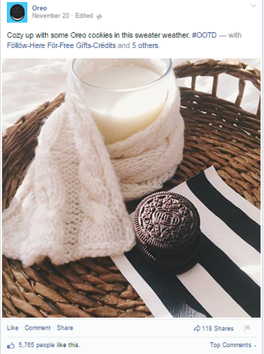 oreo hashtag facebook viesti