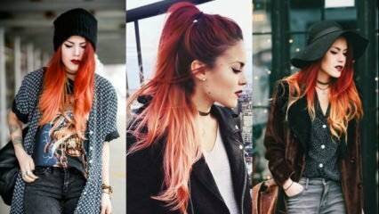Crimson oranssi ombre hiukset muoti
