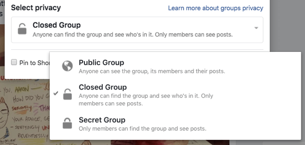 Jokainen Facebook-ryhmä voi olla julkinen, suljettu tai salainen.