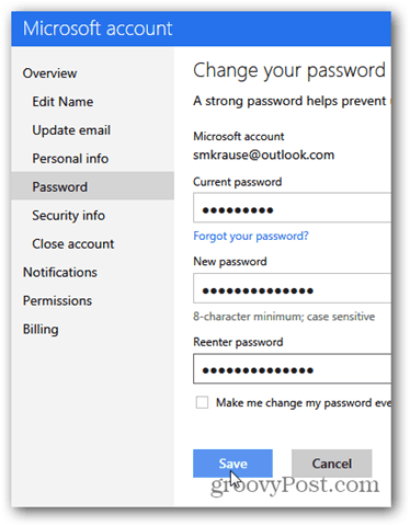 Kuinka muuttaa Outlook.com-sähköpostitilisi salasanaa