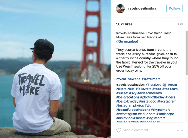 Travels Destination sisältää Serengetee-tuotteita ja ilmoittaa seuraajille syystä Instagramissa.