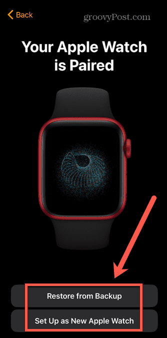 Apple Watchin palautus varmuuskopiosta