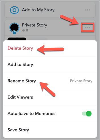 Muokkaa yksityistä Snapchat-tarinaa