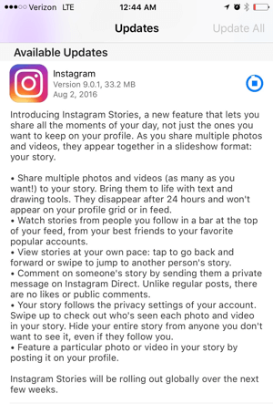 instagram app stories update