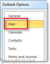 Napsauta postivaihtoehdot-välilehteä Outlook 2010: ssä