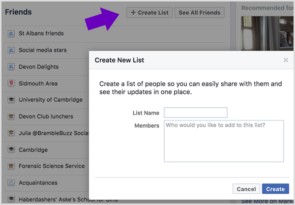 Anna nimi Facebook-ystäväluettelollesi ja valitse lisättävät ystävät.