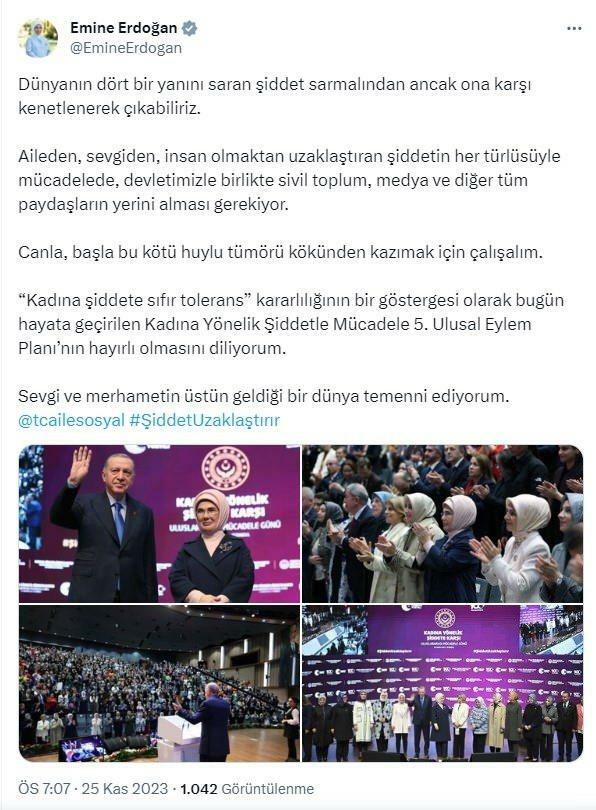 Ensimmäinen nainen Erdoğan kertoi naisiin kohdistuvasta väkivallasta