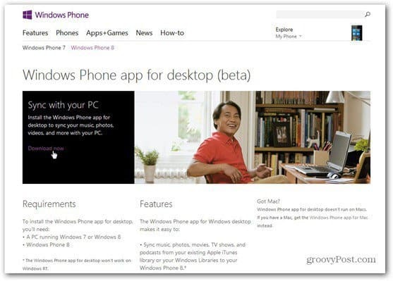 Windows Phone 8 -ohjelmiston lataus