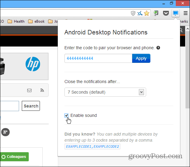Android Desktop -ilmoitus