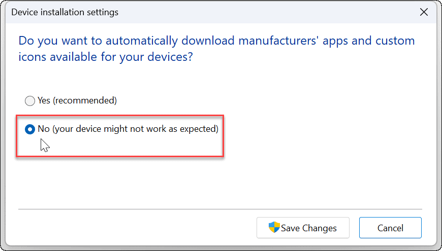 Poista automaattinen ohjaimen asennus käytöstä Windows 11:ssä