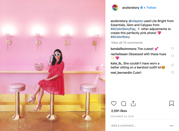 Luo väritarinan Instagram-tarinan vaihe 7, jossa näkyy valmis viesti.