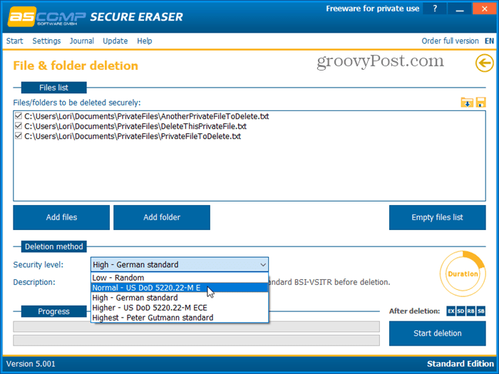 Secure Eraser -suojattu poistotyökalu Windowsille