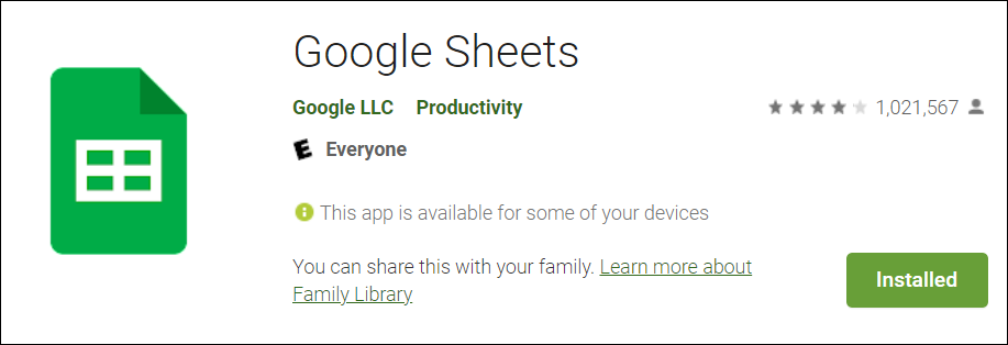  asenna Google Sheets