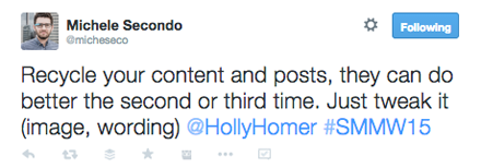 tweet holly homer smmw15 -esityksestä
