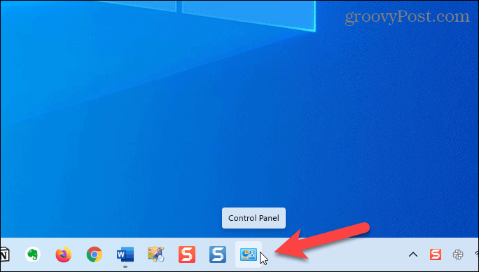 Ohjauspaneeli Windows 11:n tehtäväpalkissa