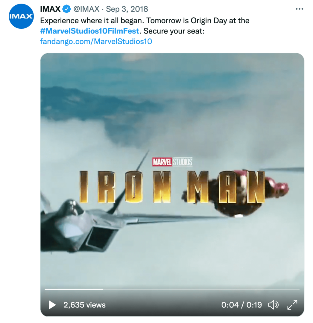 IMAX-kuva Marvel Studiosin 10 vuoden elokuvafestivaaleista