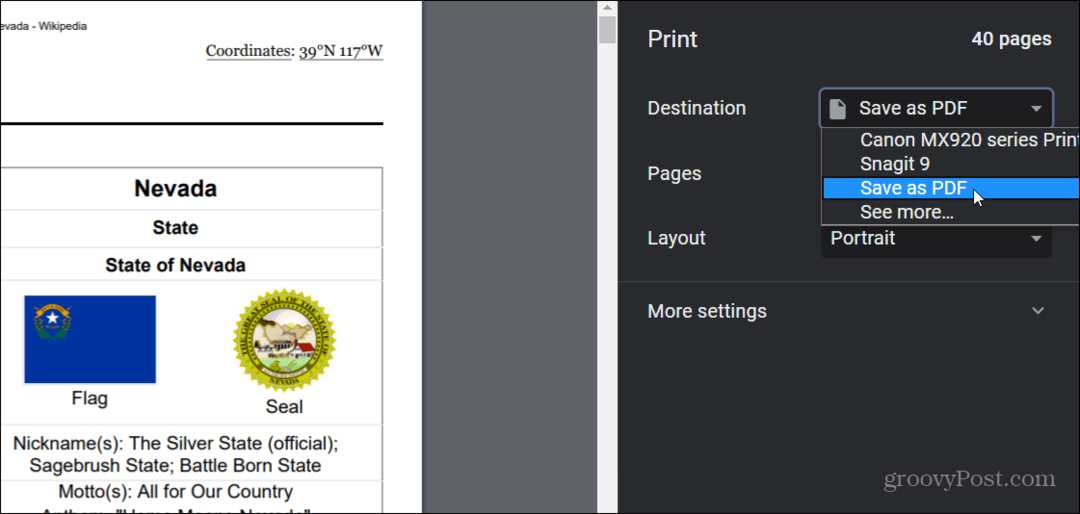 Web-sivun tallentaminen PDF-muodossa Google Chromesta