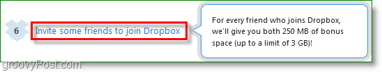 Dropbox-kuvakaappaus - hanki tilaa kutsumalla ystäviä