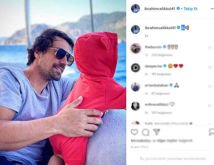 Näyttelijä İbrahim Çelikkol poseeraa poikansa Ali kanssa: Pieni rauha ...