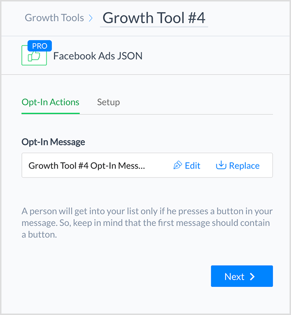 Molly Pittman sanoo, että ManyChat Facebook Ads JSON Growth Tool -työkalun avulla voit liittää Facebook-mainoksen chat-robottiisi.