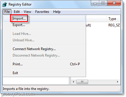 rekisterin tuonti Windows 7: ssä ja Vista: ssa