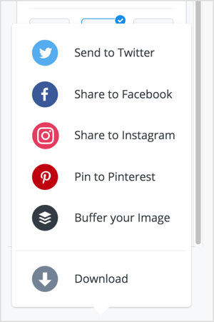 Voit jakaa kuvan Twitteriin, Facebookiin, Instagramiin tai Pinterestiin Pablon kautta. 