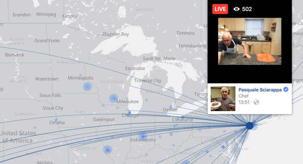 Facebook Live -kartan avulla käyttäjien on helppo löytää suoria videolähetyksiä ympäri maailmaa.