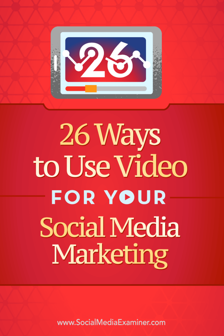 Vinkkejä 26 tapaan, jolla voit käyttää videota sosiaalisessa markkinoinnissasi.