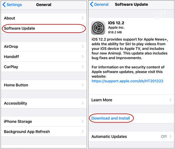 iOS 12.2 -päivitys