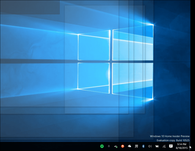 Windows 10 -työpöydän kurkistus